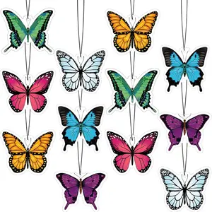 12 Pack Car Air Fresheners Butterfly Summer Flower Hanging for Women Girls Cute Air Freshener for Cars Mirror (Butterfly)