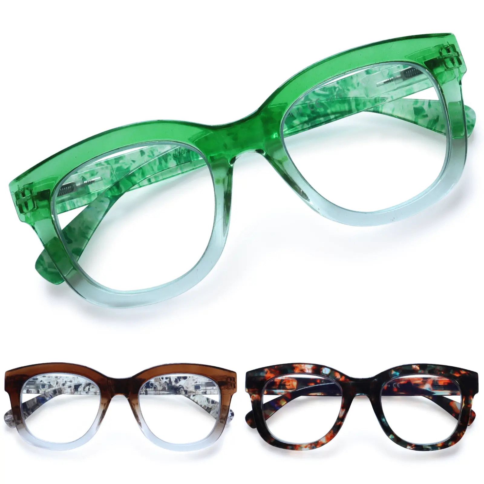 ZOELEAD Women's 3-Pack Reading Glasses +1.75, High Quality Eyewear with Blue Light Blocking, Fashion Round Statement Frame Glasses, Spring Hinge, Multiple Mix Colors, Accessories for Women, Bluelight Glasses