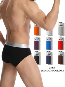Men's Fashion Triangle Briefs Underwear, 3-Pack Random Colors, Comfortable Soft Breathable, Trendy Inner Wear, Casual Daily Use, Undergarments