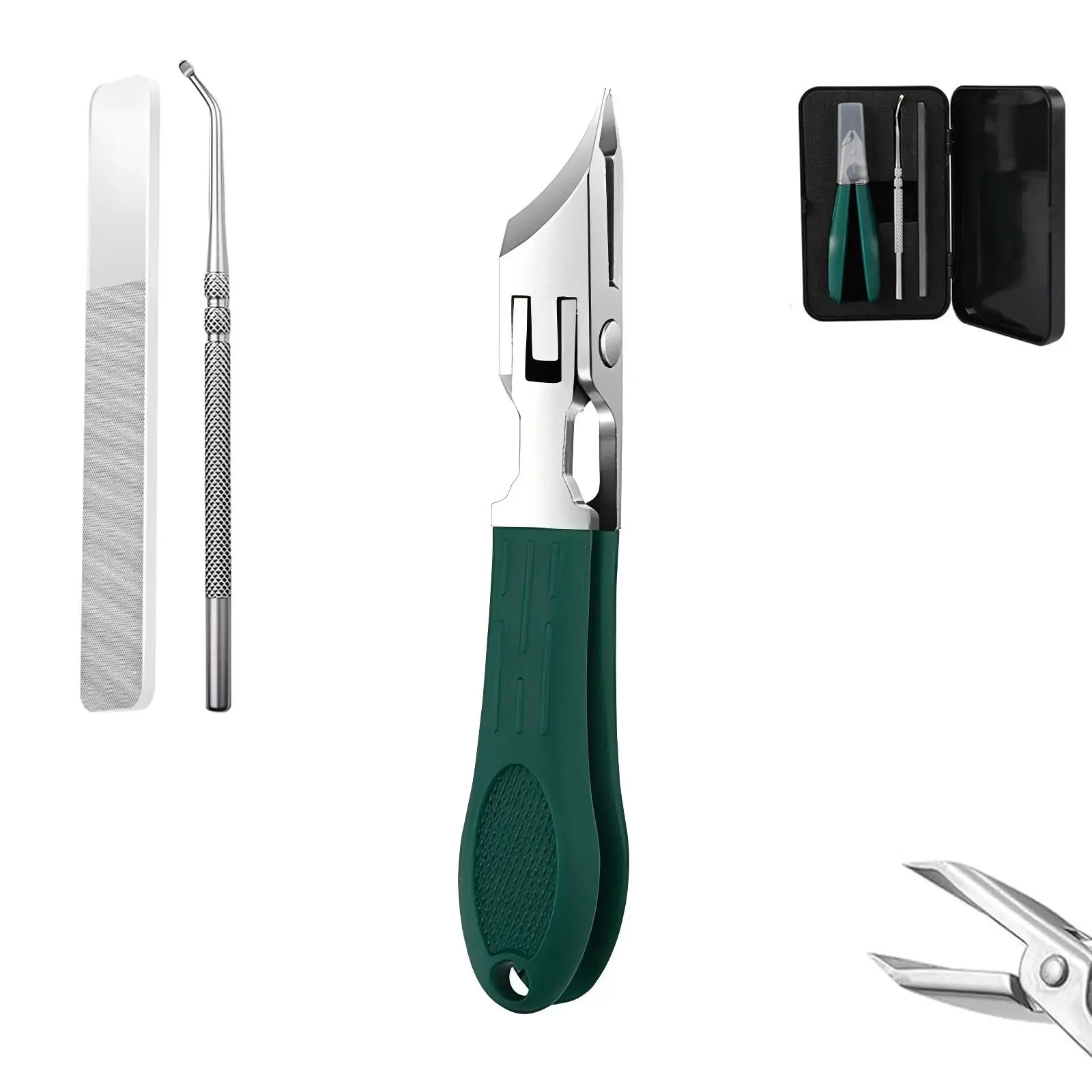 25° Nail Clipper Family Set Splashproof  Beveled Edge Nail Clippers 3-Piece Set,Wide Jaw Opening Anti-Splash Slanted Nail Clipper,Eagle Beak Beveled Nail Clippers,for Thick and Ingrown Nails Manicure Smooth Cutics Gentle Handle Lightweight Acrylic Nailkit