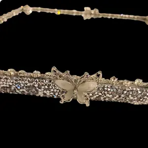 Handcrafted One of a Kind Butterfly Crystal Vanity Tray - Mirrored Silver Display Tray