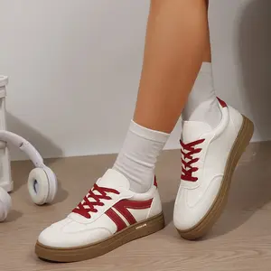 Sneakers for Women - Lace-Up Contrast Color Trendy Fashion Sneakers Non-Slip Womens Shoes