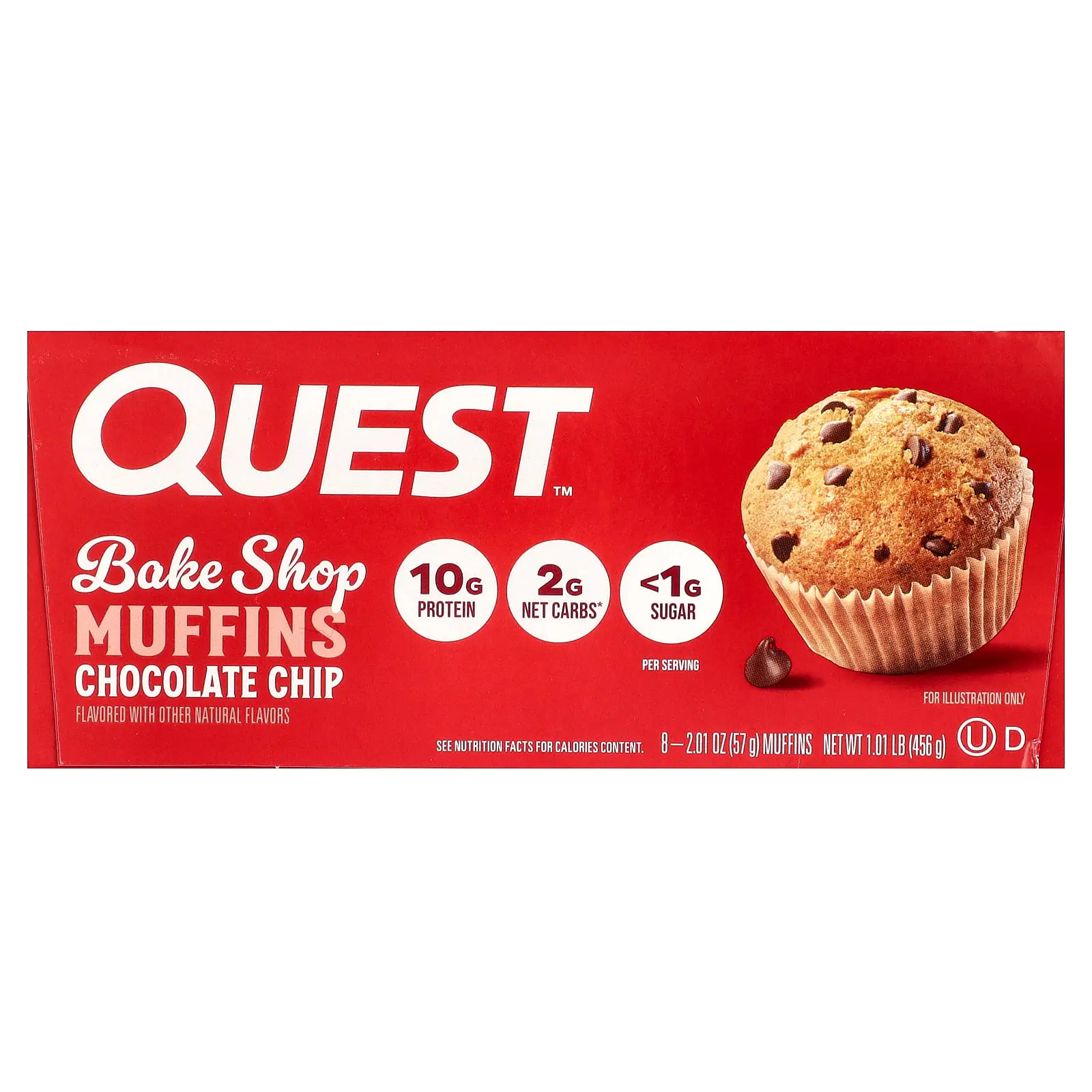 Quest Nutrition Bake Shop Muffins, Chocolate Chip , 8 Muffins, 2.01 oz (57 g) Each