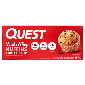 Quest Nutrition Bake Shop Muffins, Chocolate Chip , 8 Muffins, 2.01 oz (57 g) Each