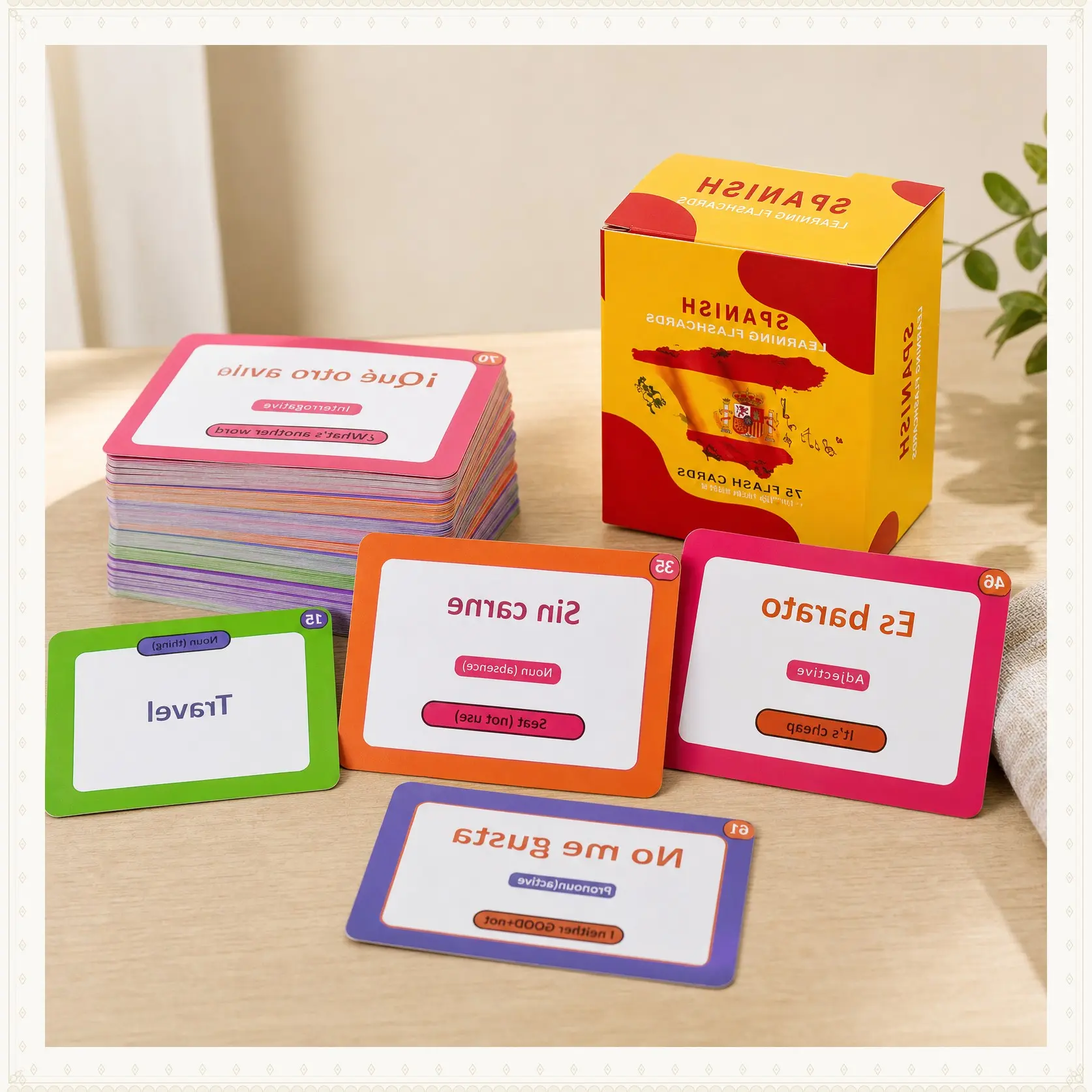 Halloween Fall Gift Spanish Conversational Phrase Flash Cards - 75 Beginner Sayings for Travel, Memory, Quick Reference - Educational Language Learning Resource - Game Like Play - Kids, Grade School, Classroom Homeschool