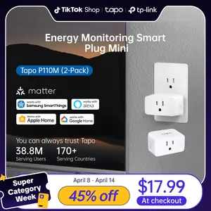 TP-Link & Tapo P110M (2-Pack) | Matter-Certified Mini Smart Plug with Energy Monitoring, Works with Alexa, Google, Siri & SmartThings, 15 A, UL Listed, Remote & Voice Control, Schedules, Away Mode – White