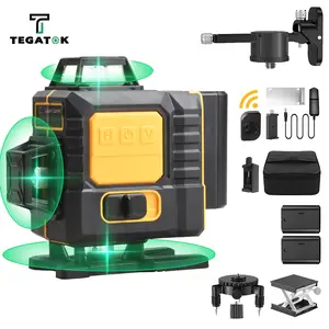 Tegatok Laser Level - 4x360° Self-Leveling,Pulse Mode, Remote Control - With 2 Battery, Lifting Base, Oxford Fabric Case