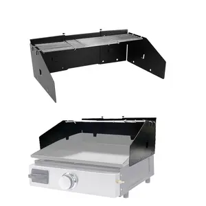 Universal Wind Guard and Warming Rack for Griddle Without a Hood from 16" to 28", Wind Screen and Cooking Grid BBQ Griddle Accessories for Blackstone and Other Griddle