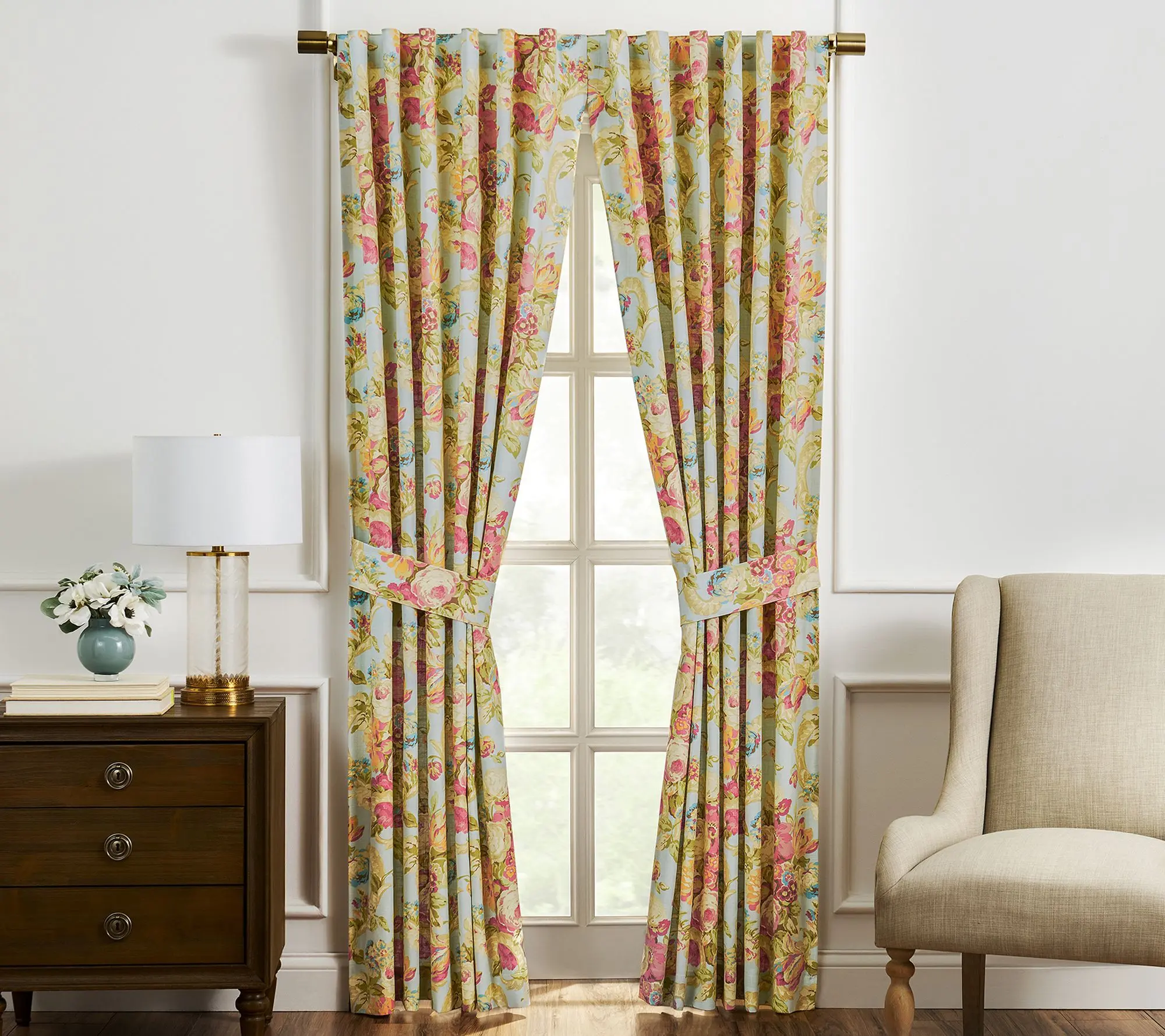 Waverly Spring Bling Curtain Window Panels 100% Cotton 52"X63"