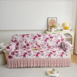 1pc Printed Skirted Sofa Cover, Non-Slip Furniture Protector, Seasonal Replacement Sofa Slipcover, Reusable Home Decor, Couch Sofa Protector, Sofa Couch Covers