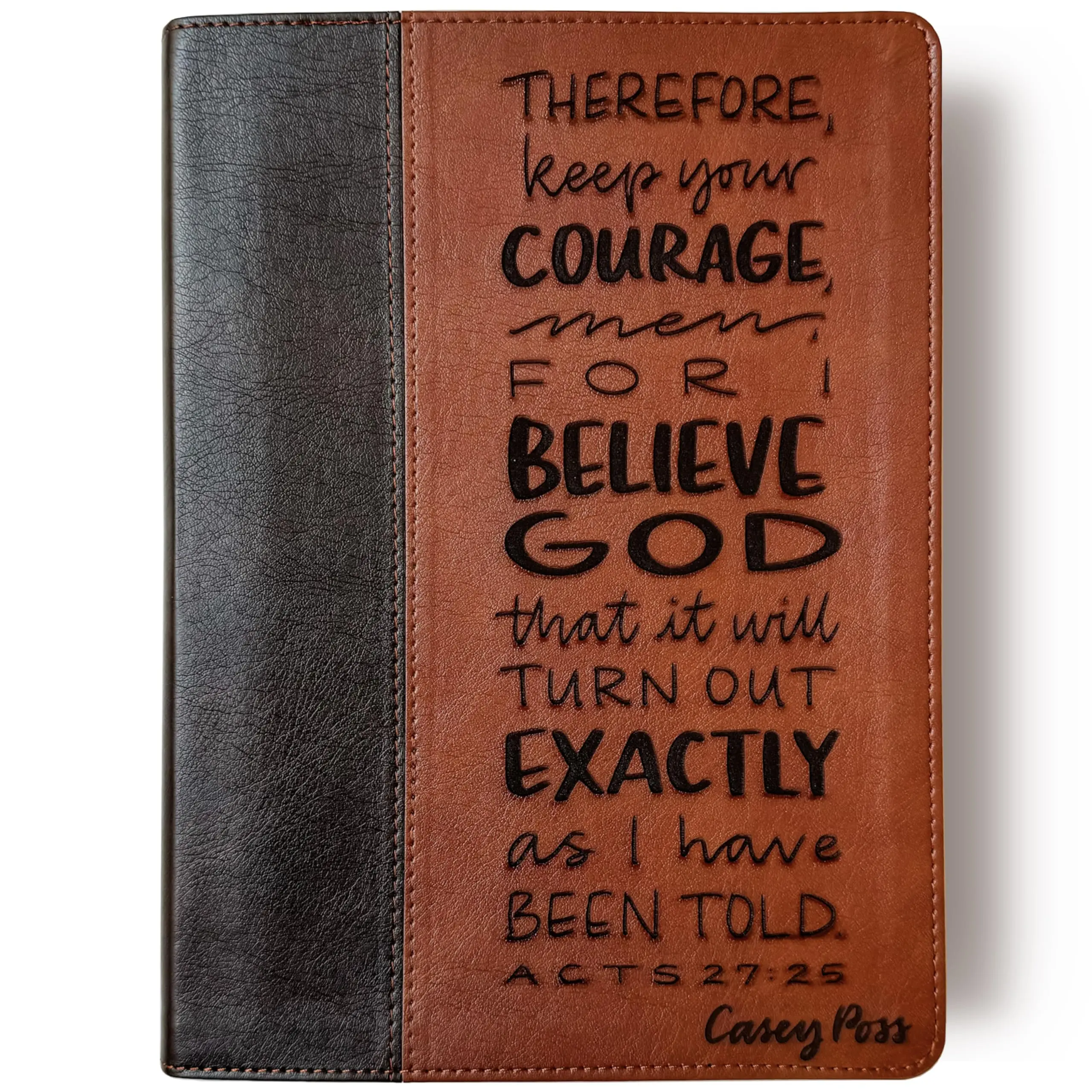 Personalized NLT Every Man's Bible - Brown - Keep Your Courage Men - Hand Lettered and Engraved