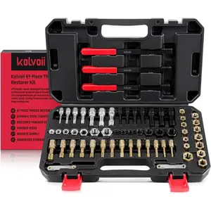 61-Piece Kit, Rethread Repair Tool, UNC, UNF & Metric Chaser Set with Pitch Gauge is Designed to Repair or Reshape Damaged Threads on, Screws, or Nuts