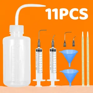 11pcs Glitter Snowball Roller Supplies Snowball DIY Contains Plastic Squeeze Bottle Small Funnel Tweezers Curved Syringe for Cup Making Supplies(cups are not included)