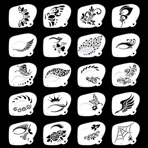 20 Piece Face Painting Templates for DIY Decoration, Reusable Plastic Material, Hollow Design for Facial Coloring, Stage Performance Use