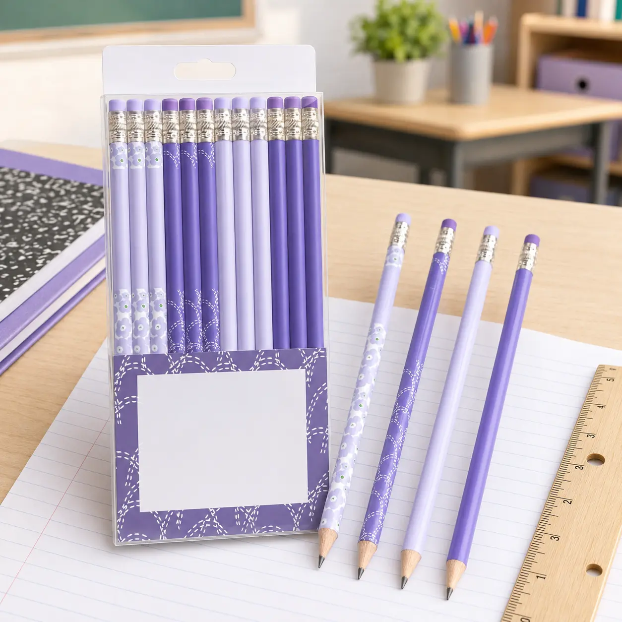 Pre-Sharpened #2 Pencils with Erasers for Kids, School and Writing, 12 Count