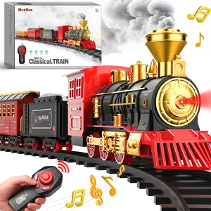 Christmas Remote Control Train – Electric Train with Real Smoke, Lights & Sounds, 8-Shaped Tracks, Remote Speed Control, Steam Engine Toy for Kids Boys Girls, Ideal Christmas Tree Decoration & Holiday Gift.