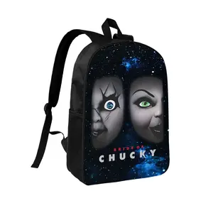 Chucky Fashion School Backpack Bag Casual Sports Cartoon Print Lightweight Rucksack Daypack 17 Inch