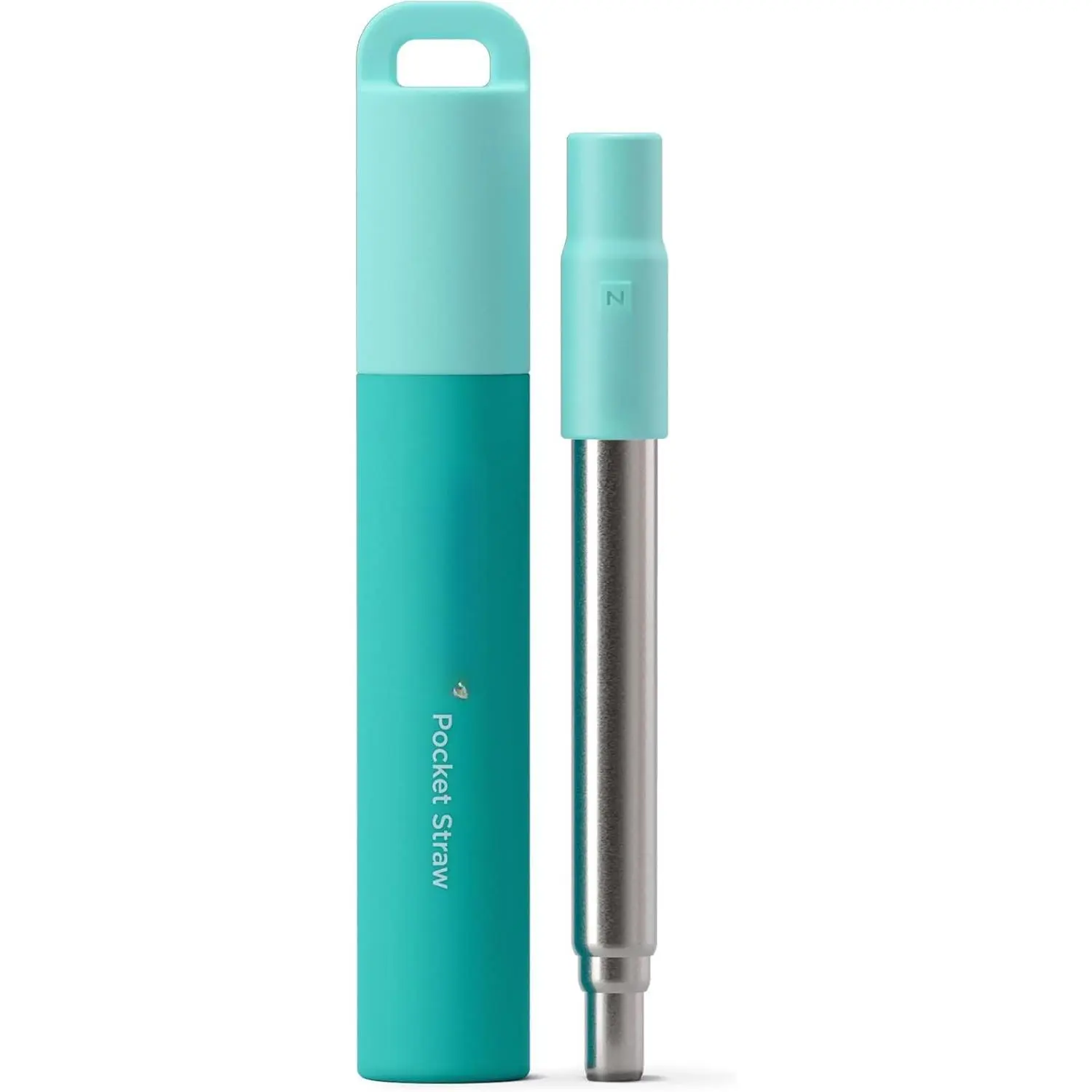 Reusable Metal Straw with Case for Travel, Teal - Collapsible Stainless Steel Drinking Straw with Silicone Tip and Cleaner Brush, Ideal for Key Chains, Pockets, Purses