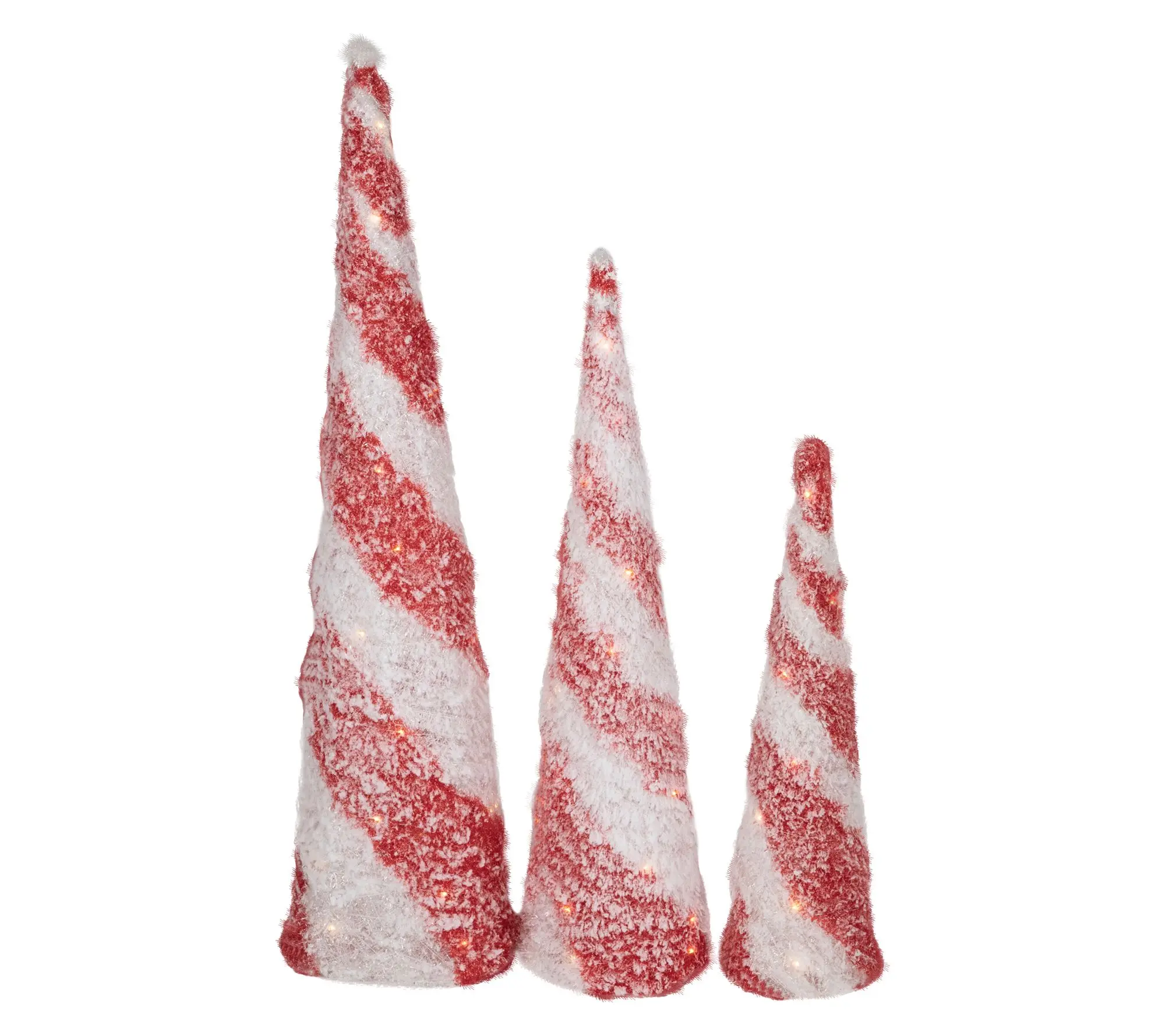 Northlight 3.25' LED Candy Cane Christmas Cone Trees 3-Piece