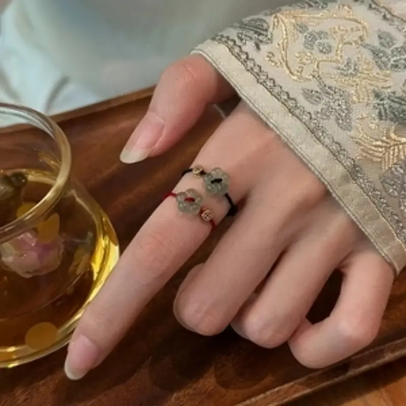 2 Pcs Unique Flower Coin Rings, Handmade Braided Rope Ring for Women, Minimalist Adjustable Band, Trendy Jewelry Design