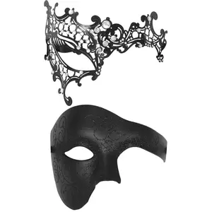 OIDEA Venetian Metal Half-Face Couples Masquerade Masks Set of 2 - Comfortable, Lightweight Plastic Accessory for Halloween, Party summerwins,summerwins