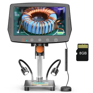 Aikokkl 9 Inch LCD Digital Microscope ,1500X Magnification,10 Lights,with 8GB Card,for Coin PCB Circuit Repair Soldering