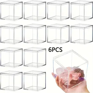 6-Piece Thick Acrylic Storage Box, Transparent Capsule Organizer, Desktop Tea Display Case, Durable and Clear Design, Acrylic Storage Container