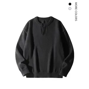 Men's Stylish Comfy Long Sleeve Knit Sweater V Neck Loose Fit Soft Warm Pullover for Fall Winter High Quality Cotton Fabric Minimalist Fashion Casual Plain Classic Formal Knitwear Menswear Office FallFreshness