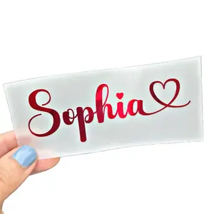 Personalized Custom Name Decal in Holographic or Chrome Vinyl with Heart Design Red Heart Font for Events Special Occasions Vehicle Exterior Decoration Belongings