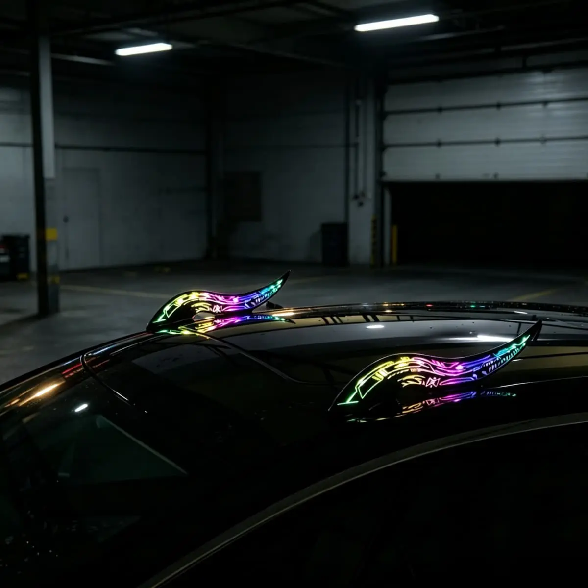 2Pcs Cyberpunk Dragon Horn Roof Mount Lights - 32 RGB Modes Demon Horns, Type-C Rechargeable 16Hr Battery, Tool-Free Adhesive Universal Fit for Trucks, Night Drives, Car Exterior Mods, Sports Cars