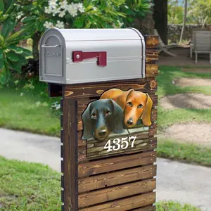 Designocracy MA8511016-LS-18 18 in. Decorative Dachshund Wooden Custom House Number Sign, Wall Artwork, Collectible Home Signs, Gift for Home Decor