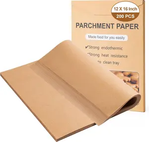 Bulk Unbleached Baking Parchment Sheets, 200pcs 12x16 in Non-Stick Precut Bakeware for Baking Bread, Cakes