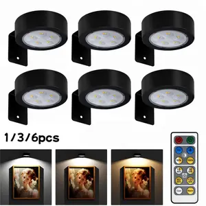 Wireless Picture Light with Remote Control, 3 Color Lighting and Dimmable, Decorative Lighting, Battery Powered, Ideal for Commercial Art Exhibitions, Picture Frame Light