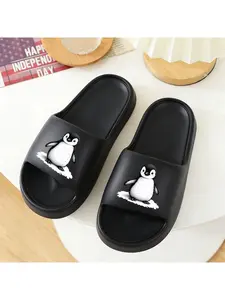 1 Pair of Adélie Penguin Chick Printed Home Slippers, Beach Slippers, Plus-size Slippers, Dorm Slippers, Gym Slippers, Sports Slippers, Office Slippers, Comfortable for All Seasons, Suitable for Indoor and Outdoor Wear, Beaches, and Sports