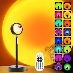 Sunset Lamp Projector Light 180° Adjustable Sunset Mood Lamp, 4 Modes, Remote Control RGB Ambient Night Light for Bedroom, Gaming Room, Live Streaming Photography & Parties Home Wall Decor Party Live Streaming