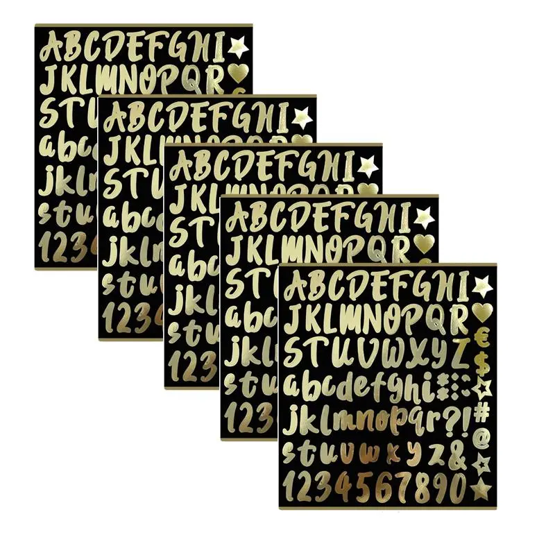 Self Adhesive Letter Sticker, 5 Sheets Glitter Alphabet Sticker, DIY Decor Sticker for Mailbox, Door, Window, Business, Cars, Classroom, Gift, DIY Crafts