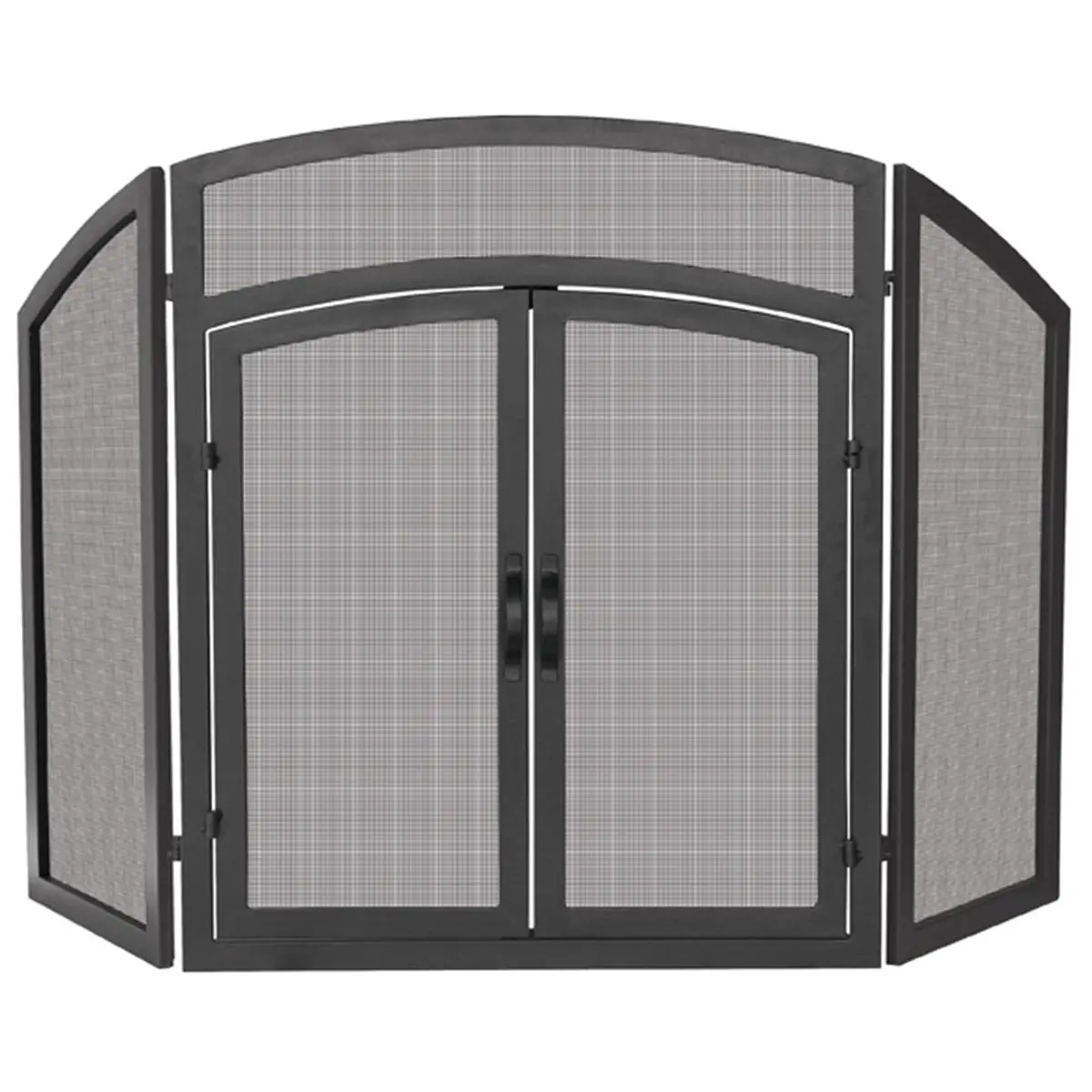 Uniflame 3-Fold Black Wrought Iron Arched Fireplace Door - 32"h x 52"w Arched Top, Practical Functional Doors, Affordable Home Decor, Superior Craftsmanship for Home Use, 32X52"