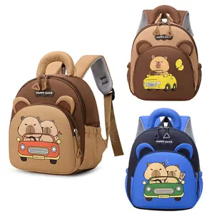 Cute Capybara Kids School Backpack for Boys and Girls, Cute Cartoon Large Capacity Bookbag, Lightweight Travel Bag with Side Pockets for School, Daily Use