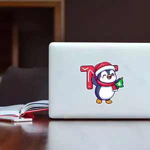 1 Piece Holiday PVC Christmas Penguin Vinyl Stickers - Self Adhesive Motorcycle Decals, Holiday Wall Art, Home & Bathroom Decor Sticker Set, Fun Decorations, High Quality Stickers, Durable Stickers, Seasonal Decorations, Gift Buyers