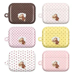 Cute Curious George Sleeping AirPods Case for AirPods 1 2 3 4, AirPods Pro 1 2 3, Polka Dot Aesthetic Earbuds Cover, Soft Protective Case