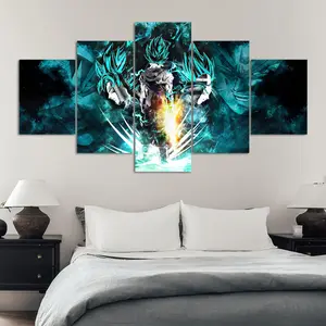 Cartoon Super Saiyan Pattern Unframed Painting, 5 Counts/set Artistic Canvas Wall Art Poster, Wall Art Decor for Home Living Room Bedroom Office, Ornaments