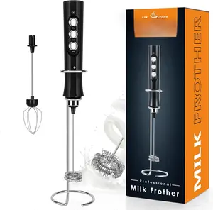 MF02 Rechargeable Milk Frother Handheld  Maker with Stainless Whisk for Cappuccino, Latte, Bulletproof Coffee, Keto Diet, , Matcha