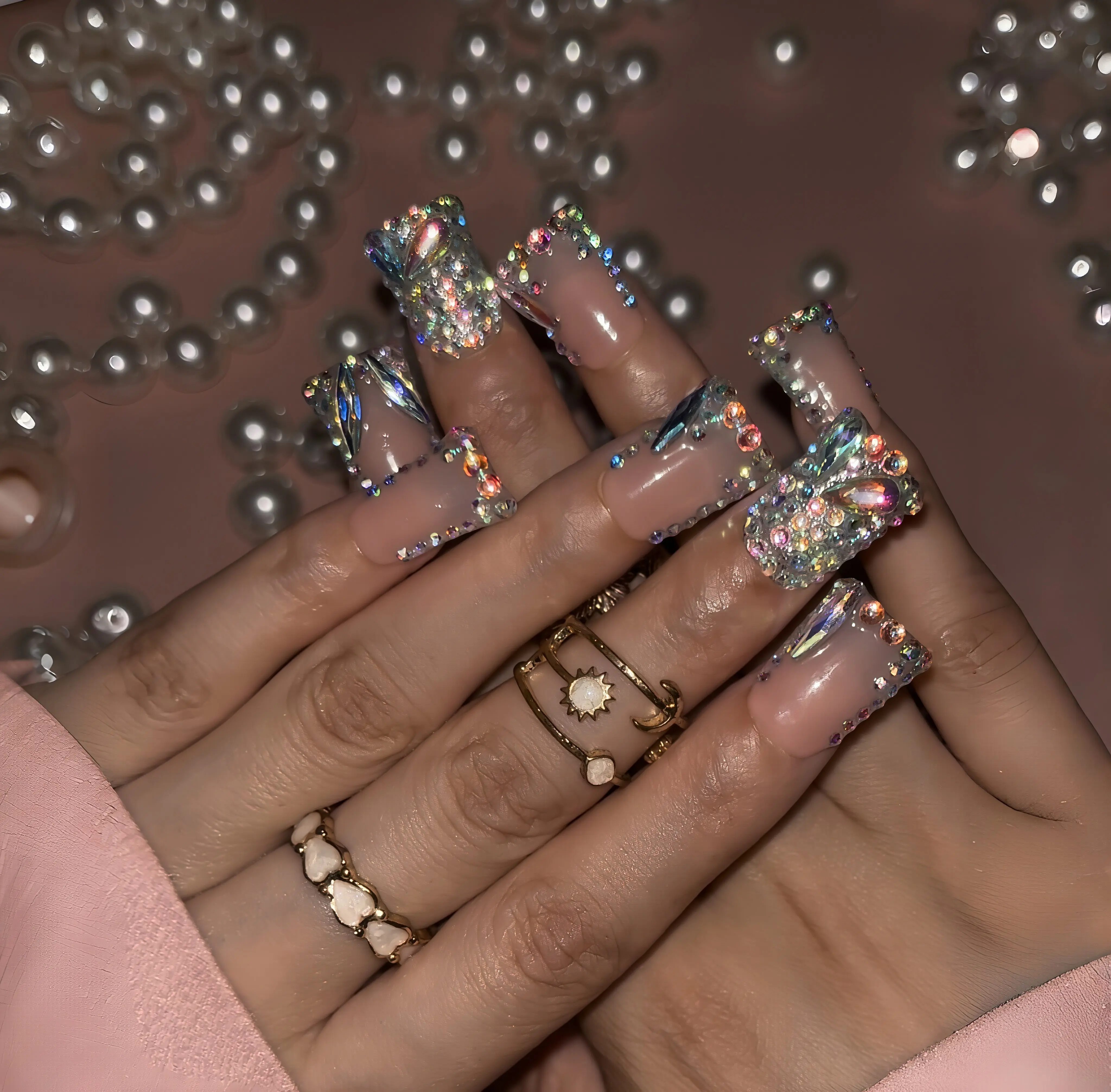 Hand Painted 3D Handmade Press On Nails, Stylish Long Wide Flared Duck-Shaped False Nails, Y2K Style Detailed 3D Art Design Nail Art Designs Nail Art Decoration