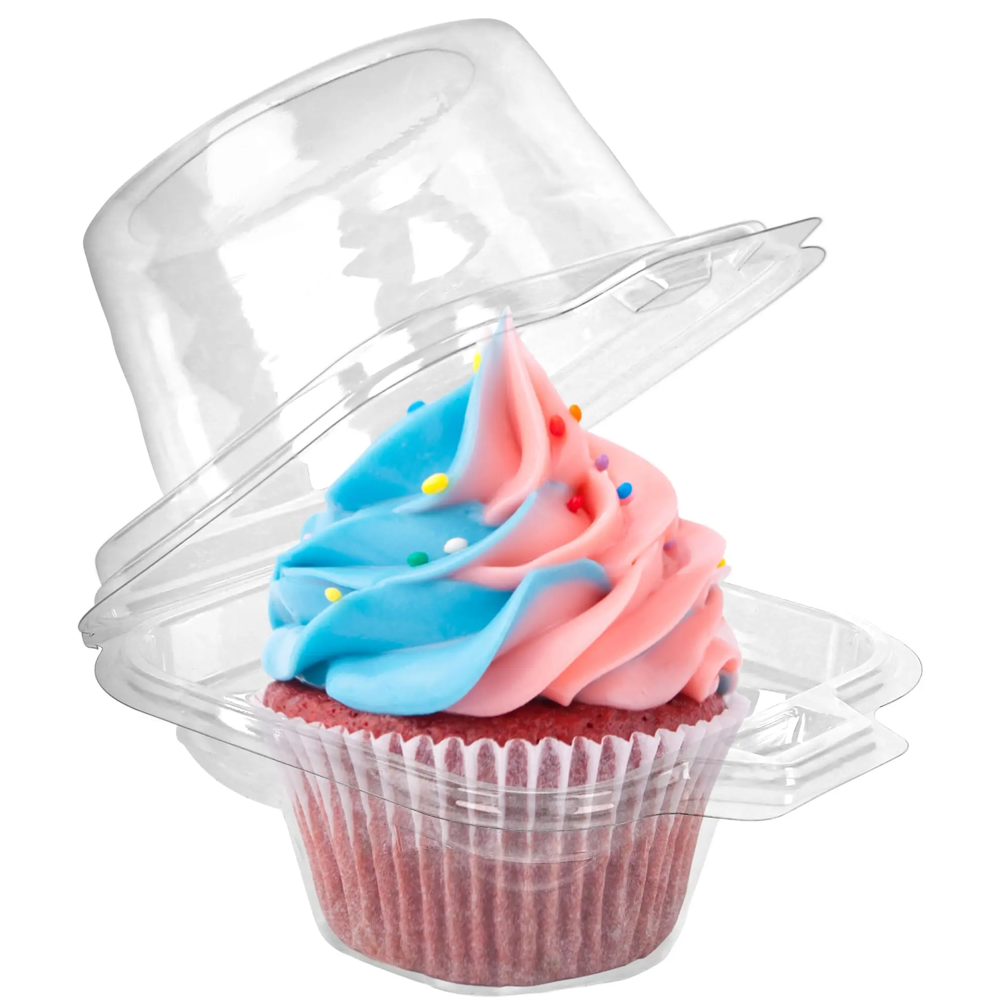 [Summervibes] 100 Pcs Plastic Clear Cupcake Boxes Set,Individual Cupcake Containers,Disposable Single Cupcake Holders with Dome Lid,Stackable Muffin Carrier for Wedding,DIY Hand Tools Kits