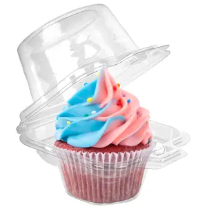 [Summervibes] 100 Pcs Plastic Clear Cupcake Boxes Set,Individual Cupcake Containers,Disposable Single Cupcake Holders with Dome Lid,Stackable Muffin Carrier for Wedding,DIY Hand Tools Kits