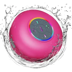 Bluetooth shower speaker, featuring a portable large suction cup design, IPX4 waterproof rating, Bluetooth 5.0, suitable for bathroom, leisure, outdoor, beach, and party entertainment