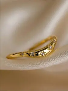 1pcs Simple Stylish Arc-shaped Square Zirconia Star Ring, Cubic zirconia rings, Geometric rings, Suitable for Daily Date Wear, Ideal Choice for Valentine's Day, Anniversary, Wedding or As A Jewelry Gift, A Promise Ring Showcasing Lady's Charm
