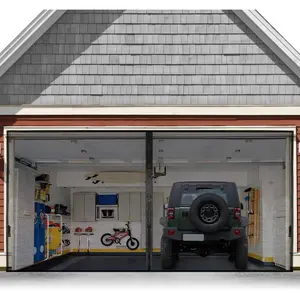 Garage Door Screen For 2 Car 16x7FT, Magnetic Screen Garage with Retractable Fiberglass Mesh and Heavy Duty Weighted Bottom, Easy Assembly & Pass, Hands Free Screen Door w/ 36 Magnets For Garage,Patio