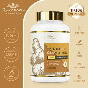 Dr. CROWN Turmeric Curcumin Supplement for Total Wellness with 95% Curcuminoids, Black Pepper & MCT Oil - 120 Capsules