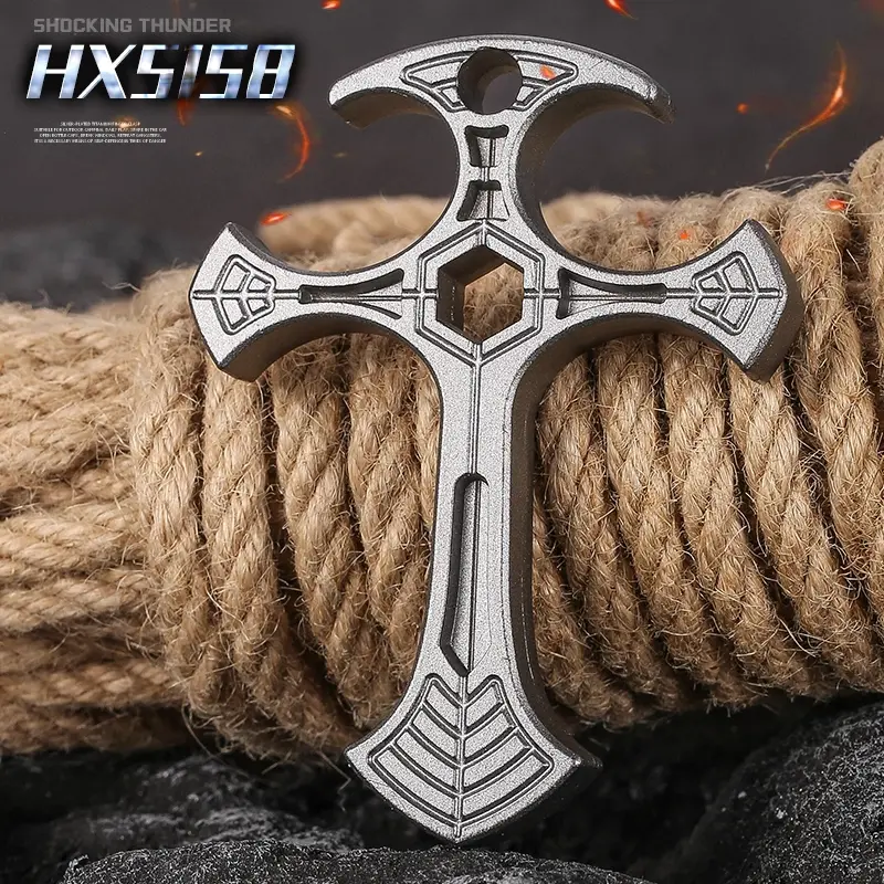 Home Decor Pendant Necklace, Zinc Alloy Material, Geometric Cross Design, Multifunctional Stainless Steel Decoration Tool, Portable Hanging Pendant